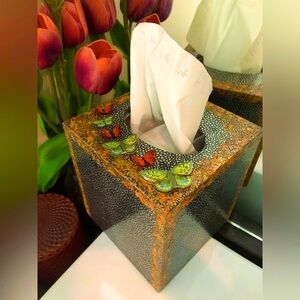 HANDMADE BUTTERFLY BLING THEMED TISSUE BOX